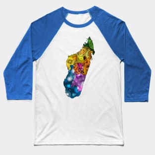 Spirograph Patterned Madagascar Provinces Map Baseball T-Shirt